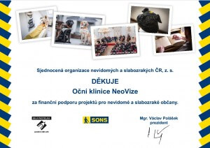 NeoVize podporuje Sjednocenou organizaci nevidomých a slabozrakých ČR (SONS).